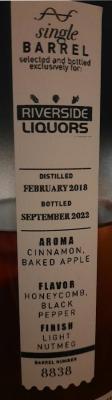 New Riff 2018 Single Barrel Riverside Liquors 54.45% 750ml