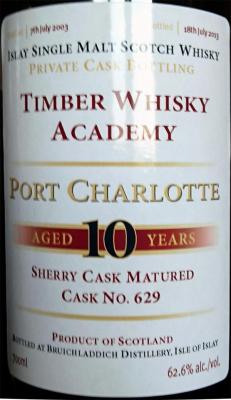 Port Charlotte 2003 Private Cask Bottling Sherry Cask 629 Timber Whisky Academy 62.6% 700ml