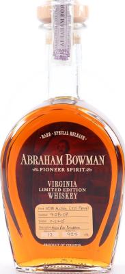 Abraham Bowman 2007 High Rye Bourbon Pioneer Spirit Release #12 7yo New American Oak 50% 750ml