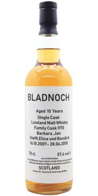 Bladnoch 2007 Single Cask Blaue Maus Amrum Family Cask 57.6% 700ml