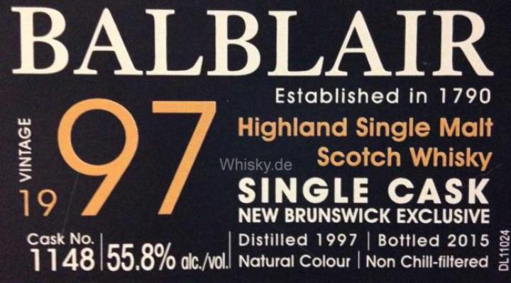 Balblair 1997 #1148 New Brunswick Whisky Festival 2015 55.8% 700ml