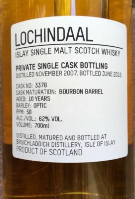 Lochindaal 2007 Private Bottling Fresh Bourbon Barrel #3378 62% 700ml
