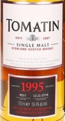 Tomatin 1995 Single Cask 13yo First Refill Bourbon Barrel #8510 58.4% 700ml