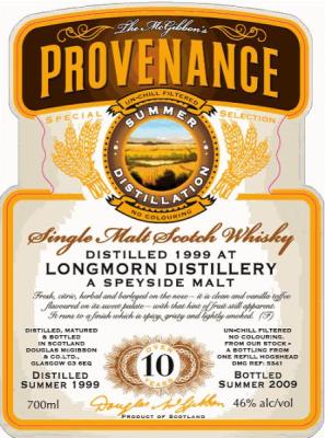 Longmorn 1999 McG Refill Hogshead DMG 5341 46% 700ml