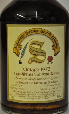 Macallan 1973 SV Vintage Collection Dumpy Sherry Cask #10212 46% 700ml