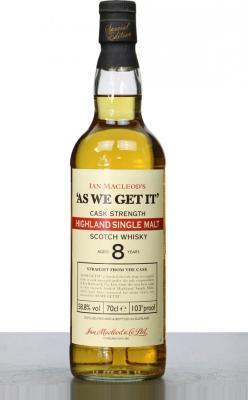 As We Get It 8yo IM Highland Single Malt 58.8% 700ml