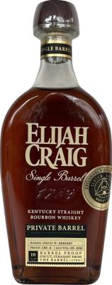 Elijah Craig 10yo Single Barrel Private Barrel Selection New Charred White Oak Scotch Lodge Whisky Club 65.2% 750ml