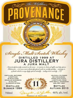 Isle of Jura 1999 McG McGibbon's Provenance Refill Hogshead DMG 6827 46% 700ml