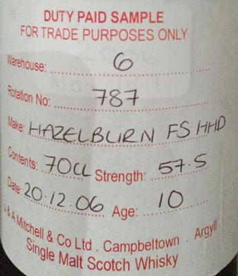 Hazelburn 2006 Fresh Sherry Hogshead Rotation 787 57.5% 700ml