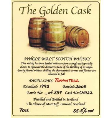 Tomintoul 1992 HMcD The Golden Cask CM122 55.5% 700ml