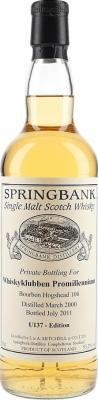 Springbank 2000 Private Bottling U137 Edition Bourbon Hogshead #108 Whiskyklubben Promillennium 53.2% 700ml