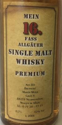 Brennerei Martin Meier Mein 16. Fass Allgauer 42% 700ml