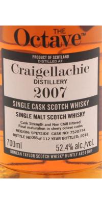 Craigellachie 2007 DT Sherry Octave Finish #7520774 52.4% 700ml