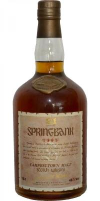 Springbank 1965 Round Dumpy Parchment style label 46% 750ml