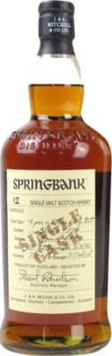 Springbank 1996 Fino Sherry Single Cask 96/262 Preiss Imports San Diego 56.3% 750ml