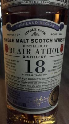 Blair Athol 1998 DL Sherry Butt Robbies Whisky Merchants Ayr 48.4% 700ml