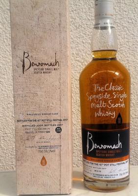 Benromach 2009 Exclusive Single Cask First fill bourbon barrel #120 The 15th Pot Still Festival 2017 59.1% 700ml