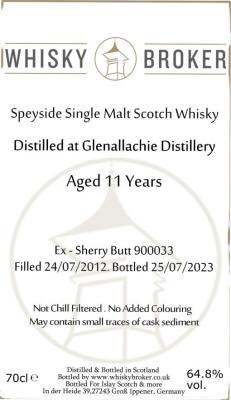 Glenallachie 2012 WhB Sherry Butt Islay Scotch & more 64.8% 700ml