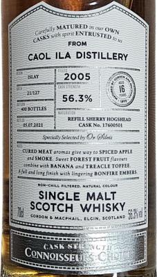 Caol Ila 2005 GM Connoisseurs Choice Refill Sherry Hogshead Or Sileis 56.3% 700ml