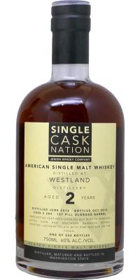 Westland 2012 JWC Single Cask Nation 1st Fill Oloroso Barrel #284 60% 750ml