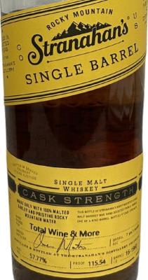 Stranahan's 7yo Single Barrel Cask Strength American White Oak 57.77% 750ml