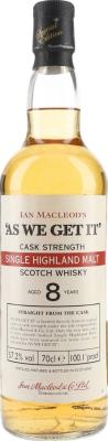 As We Get It 8yo IM Single Highland Malt 57.2% 700ml