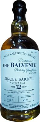 Balvenie 12yo Single Barrel 1st fill ex-Bourbon Barrel 5826 47.8% 700ml