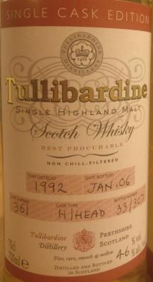 Tullibardine 1992 Hogshead 361 46% 700ml