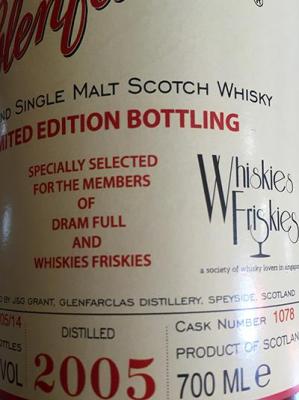 Glenfarclas 2005 #1078 Dram Full and Whiskies Friskies 60.5% 700ml