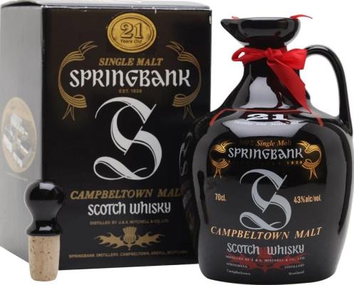 Springbank 21yo Black Ceramic Jug 43% 700ml