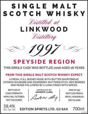 Linkwood 1997 ED The 1st Editions Refill Hogshead HL12182 58.4% 700ml