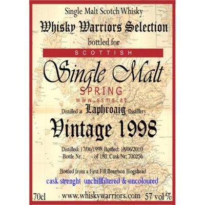Laphroaig 1998 SCC Whisky Warriors Selection 1st Fill Bourbon Hogshead 700256 57% 700ml