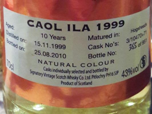 Caol Ila 1999 SV Vintage Collection Hogsheads 3 10470 + 71 43% 700ml