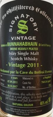 Bunnahabhain 2011 SV Moine 704124 (part) Cave du Beffroi Evreux 46% 700ml