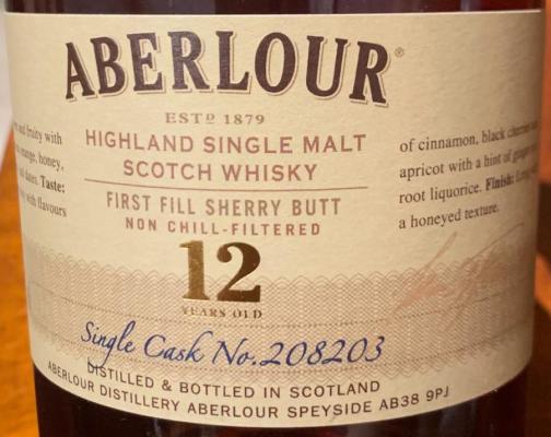 Aberlour 12yo Single Cask 1st fill sherry Butt 208203 Pernod Ricard China 58.6% 700ml