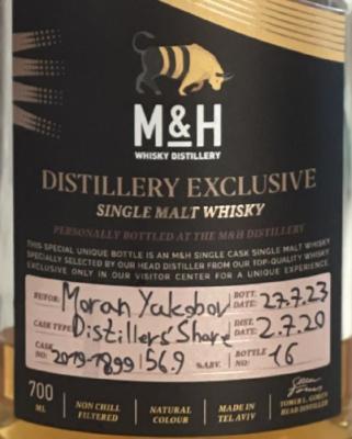 M&H 2020 Distillery Exclusive Distillers Share Eliav Yakubov 56.9% 700ml
