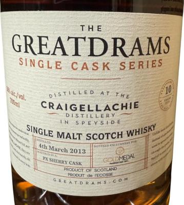 Craigellachie 2013 GtDr Single Cask Series GoldMedal Exclusive 56% 700ml