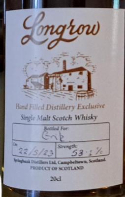 Longrow Hand Filled Distillery Exclusive 53.1% 200ml