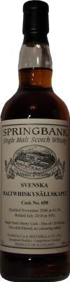 Springbank 2000 Private Bottling Fresh Sherry Hogshead #658 Svenska Maltwhisky Sallskapet 54% 700ml