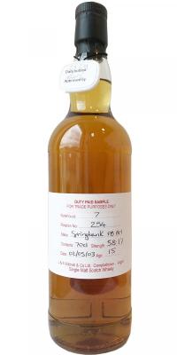 Springbank 2003 Duty Paid Sample For Trade Purposes Only Fresh Bourbon Barrel Rotation 254 58.1% 700ml