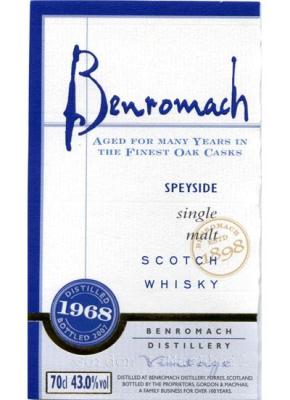 Benromach 1968 1st Fill Sherry Hogsheads 43% 700ml