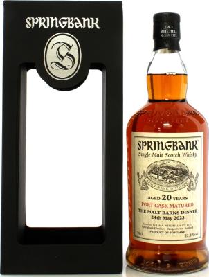 Springbank 2002 1st Fill Port Hogshead The Malt Barns Dinner 2023 52.4% 700ml