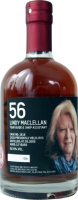 Bruichladdich 2009 crew Valinch 56 Lindy MacLellan 12yo Rivesaltes #1618 Distillery only 62.6% 500ml