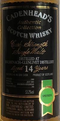 Balmenach 1989 CA Authentic Collection 53.2% 700ml