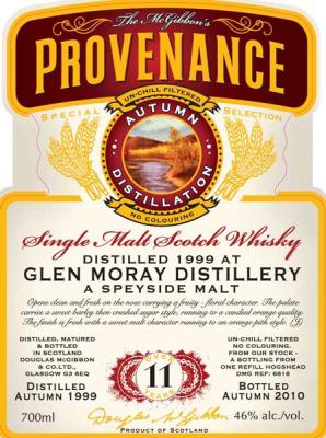 Glen Moray 1999 McG McGibbon's Provenance Refill Hogshead DMG 6816 46% 700ml