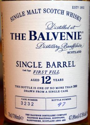 Balvenie 12yo 1st Fill Ex-Bourbon Barrel 47.8% 700ml