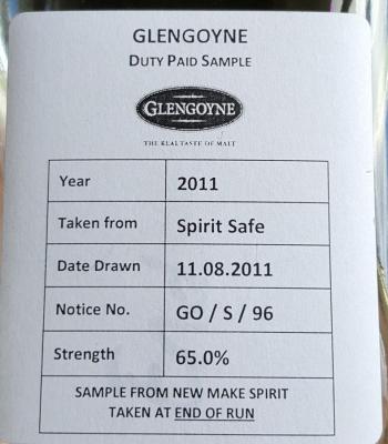 Glengoyne 2011 Duty Paid Sample 65% 200ml