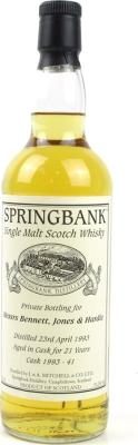 Springbank 1993 Private Bottling 21yo Bourbon Cask 1993-41 Messrs Bennett,Jones & Hardie 53.2% 700ml