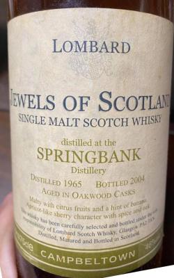 Springbank 1965 Lb Oak wood 46% 750ml