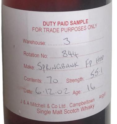 Springbank 2002 Fresh Port Hogshead Rotation 844 55.1% 700ml